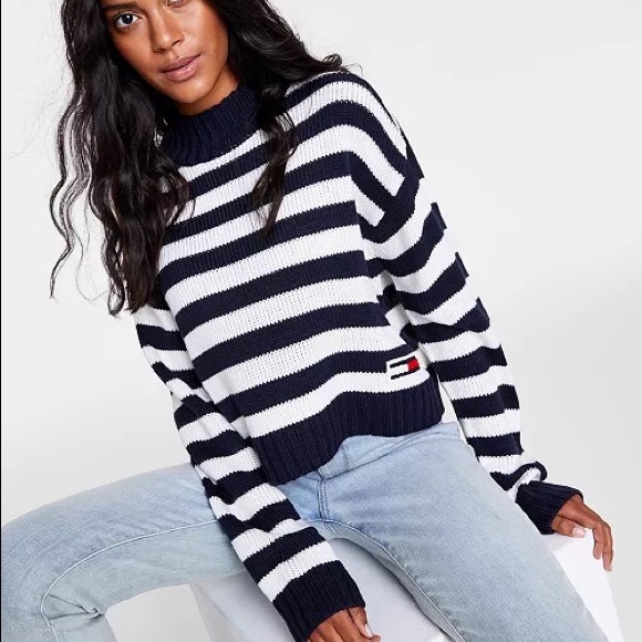 Tommy Jeans Striped Mock-Neck Sweater - Picture 6 of 6